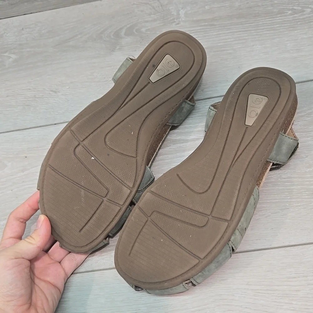 Earth Origins Women's Birdine Green Leather Sandals Shoes Sz 8M